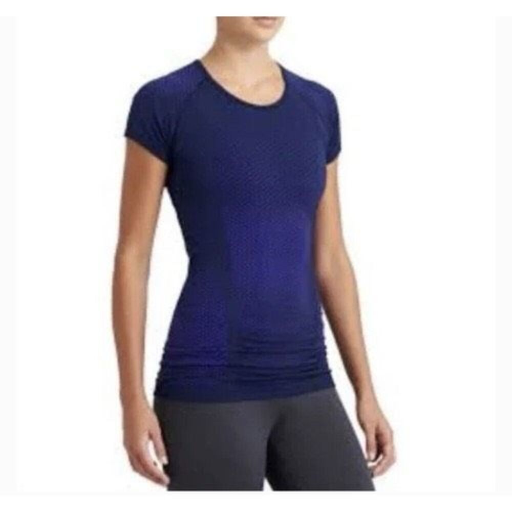 ATHLETA Women’s Navy Blue Short Sleeve Fastest Track Tee XL #438563
